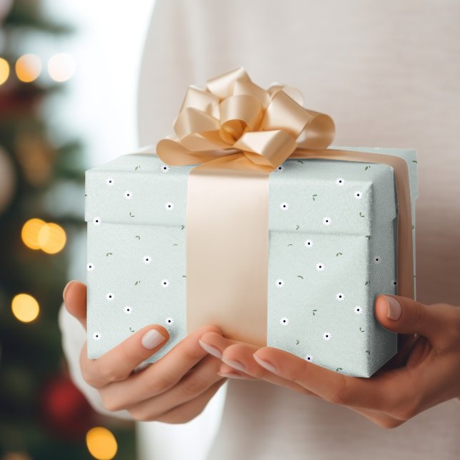 Papier Cadeau Floral Spring Daffodique bébé bleu et blanc (Créateur téléchargé)