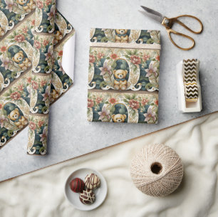 Papier Cadeau FLoral Teddy Bear lettre O