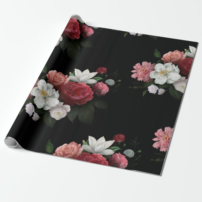 Papier Cadeau Floral Vintage (Déroulé)