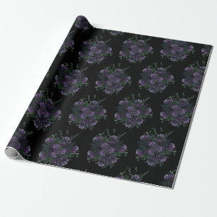 Papier Cadeau Floral violet sur le gothique Mariage noir