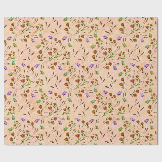 Papier Cadeau Floral Whimsical Gift Wrapping Paper (Plat)