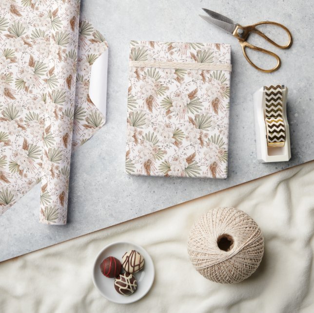 Papier Cadeau Florales Bohèmes & Plumes (Artisanat)