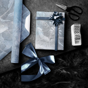 Papier Cadeau Flore de pavot   Bleu magnifique Dusty Fleurs à Hu