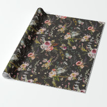 Flore de prairie - Enveloppement cadeau noir