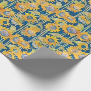 Papier Cadeau Flore de tournesol bleu