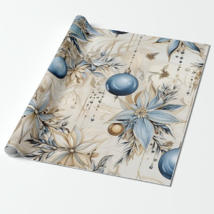 Papier Cadeau Flore d'inspiration Vintage bleue