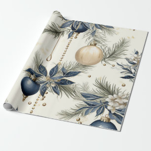 Papier Cadeau Flore d'inspiration Vintage bleue