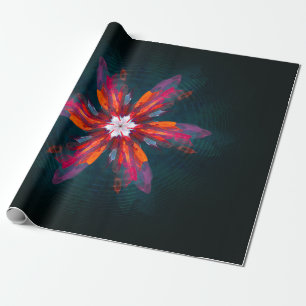 Papier Cadeau Flore Mandala Flowers Orange Red Blue Abstract