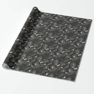 Papier Cadeau Flore nocturne tropicale : Exotique Vintage.