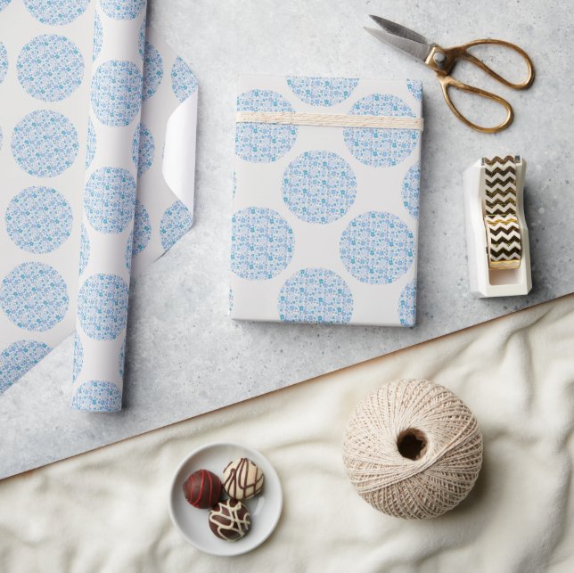 Papier Cadeau Flore rétro Berry Blues Polka Dot (Artisanat)
