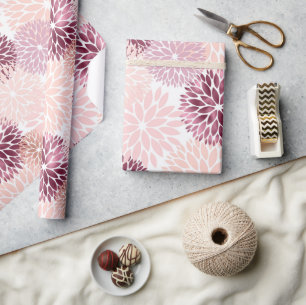 Papier Cadeau Flore rose Chic élégant