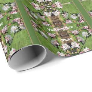Papier Cadeau Flore rose et blanche printanière personnalisée