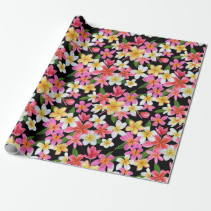 Papier Cadeau Flore tropicale sur noir