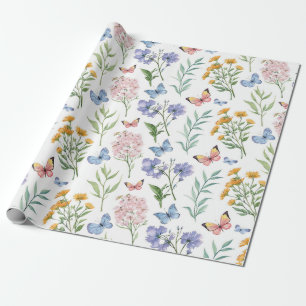 Papier Cadeau Flore végétale minimaliste fleur sauvage