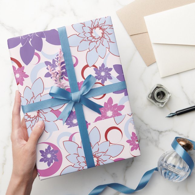 Papier Cadeau Flore Vibrante Motif Floral Purple Rose Fleurs Ble (Créateur téléchargé)
