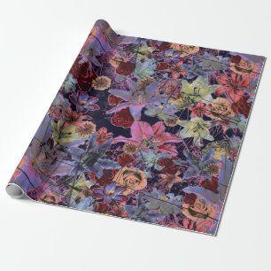 Papier Cadeau Flore Vintage avec Pink et Lilacs