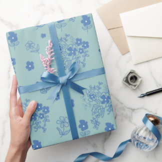 Papier Cadeau Flores azules