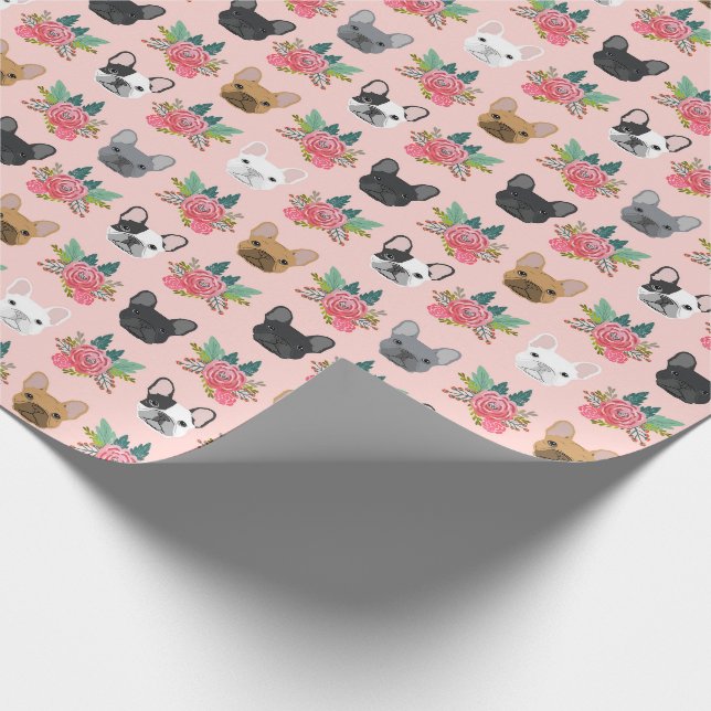 Papier Cadeau Flores roses de Bulldog en France (Coin)