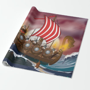 Papier Cadeau Flotte d'invasion Viking