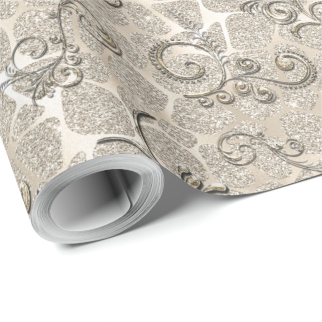 Papier Cadeau Flourishes de Champagne (Coin rond)
