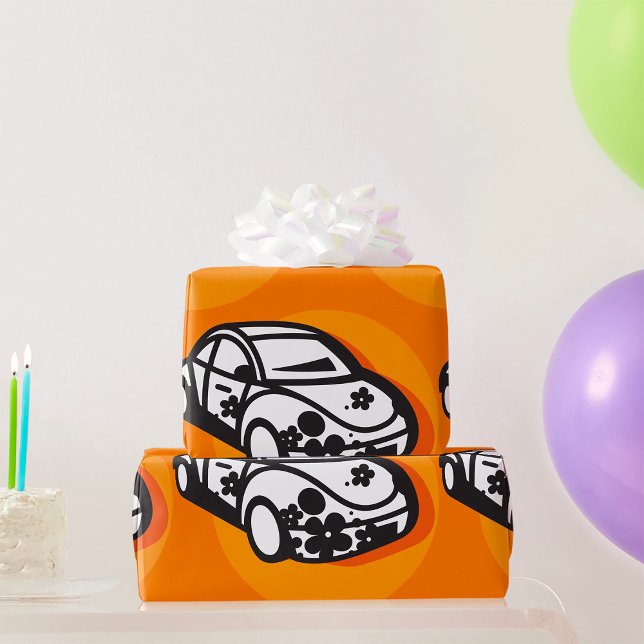 Papier Cadeau Flower Power Car Cute Hippie Style (Créateur téléchargé)