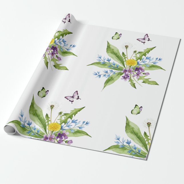 Papier Cadeau Flowers and butterflies (Déroulé)