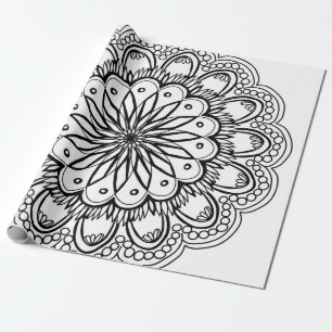 Papier Cadeau Flowers mandala hand drawing