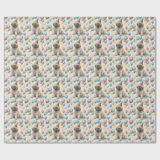 Papier Cadeau Fluffy Mastiff Puppy Birthday Party Balloons