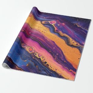 Papier Cadeau Fluide Arc-en-ciel pour violet et orange coloré