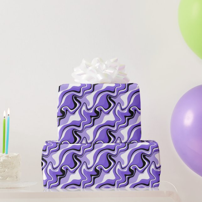 Papier Cadeau Fluide noir et violet Abstrait (Cadeaux de fête)