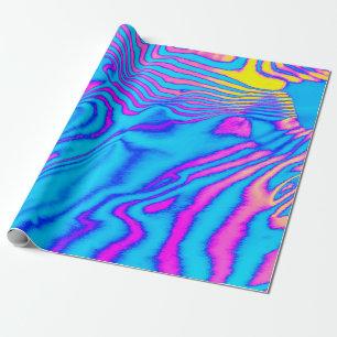 Papier Cadeau fluorescence psychédélique couleur néon Abstrai