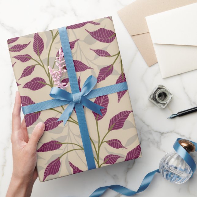 Papier Cadeau Flux de Feuilles dansants Délicat feuillage vert (Cadeaux)