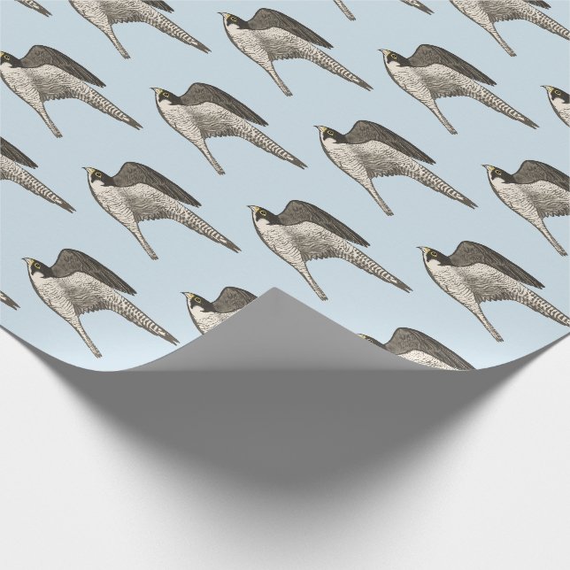 Papier Cadeau Flying falcons on light blue wrapper paper (Coin)