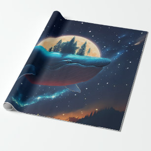 Papier Cadeau Flying Humpback Baleine Lune Mer Lumière Forêts St