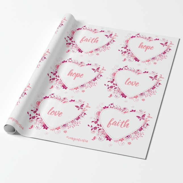 Papier Cadeau Foi, espoir et amour Papier à envelopper (Déroulé)