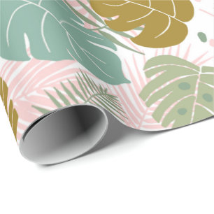 Papier Cadeau Foliage Tropical - Motif Monstère Et Feuille De Pa