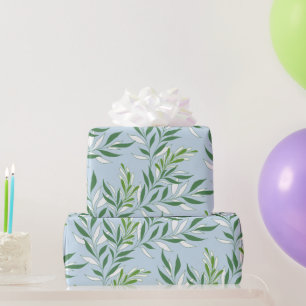 Papier Cadeau Foliage vert Motif Élégant vert clair bleu