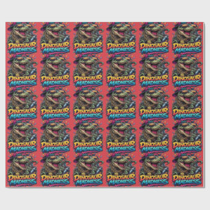 Papier Cadeau Folie des dinosaures — Graphisme de T‑Rex fêtard