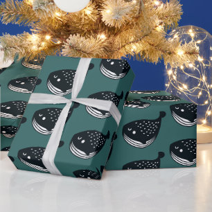 Papier Cadeau Folk Art Whale Motif