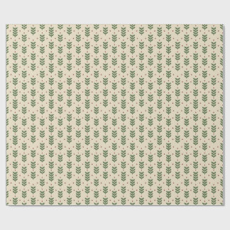 Papier Cadeau Folk Botanical Leaves Seamless Pattern