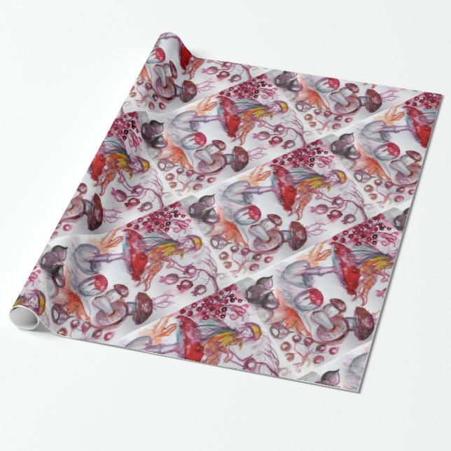 Papier Cadeau FOLLET MAGIQUE DE CHAMPIGNONS Imaginaire Floral Ro (Déroulé)