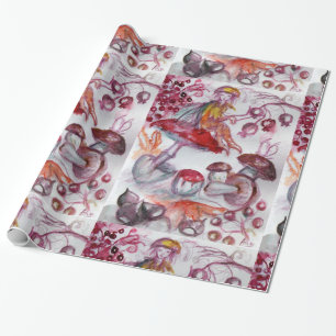 Papier Cadeau FOLLET MAGIQUE DE CHAMPIGNONS Imaginaire Floral Ro