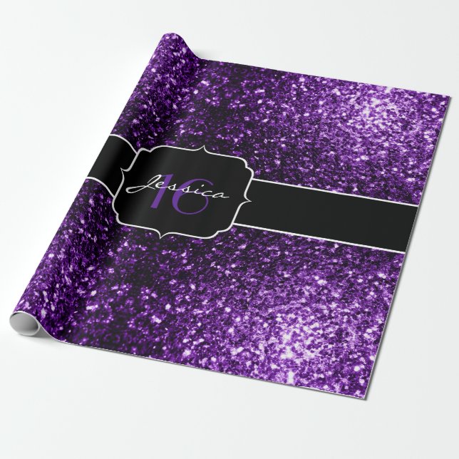 Papier Cadeau Foncé pourpre foncé brillant parties scintillant s (Déroulé)