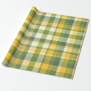 Papier Cadeau Fond à motifs carreaux jaunes et verts