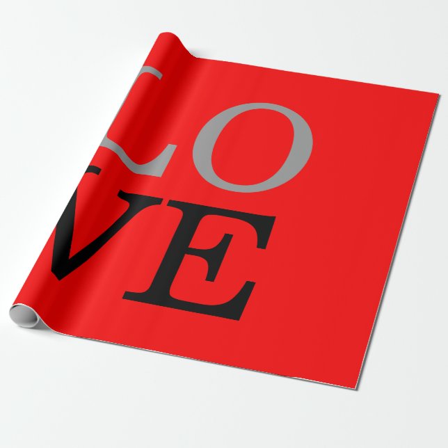 Papier Cadeau Fond de mariage d'amour de fond rouge gris (Déroulé)