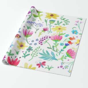 Papier Cadeau fond floral d'été de fleurs colorées