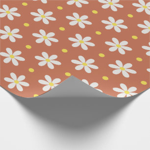 Papier Cadeau Fond personnalisé à motif de pâquerettes blanches