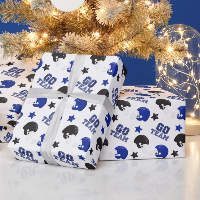 Papier Cadeau Football américain Motifs bleus et noirs (Vacances)