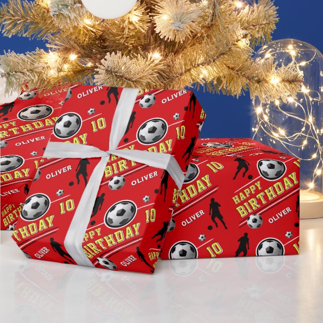 Papier Cadeau Football moderne Joueur de balle de football Anniv (Vacances)