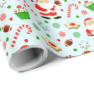 Papier Cadeau Football Père Noël